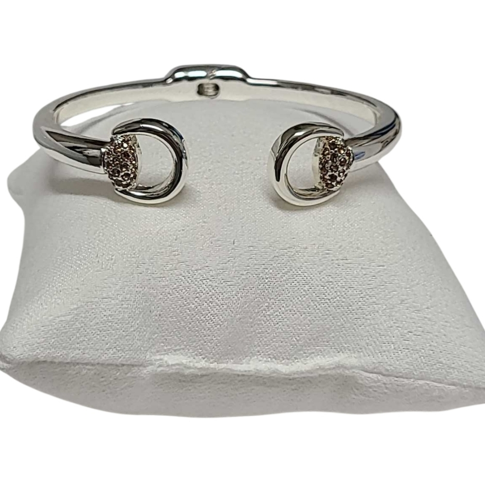 Bomb Party Rhodium Hinged Cuff Bracelet NWOT